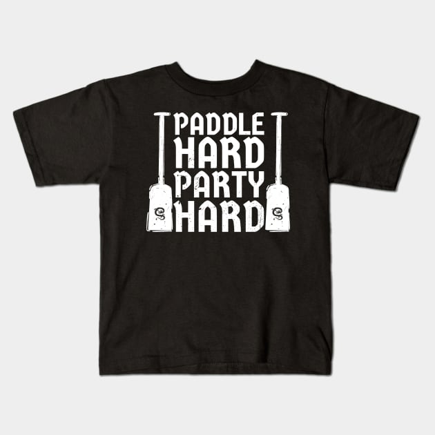 Paddle hard - white grunge dragon boat Kids T-Shirt by CoinDesk Podcast